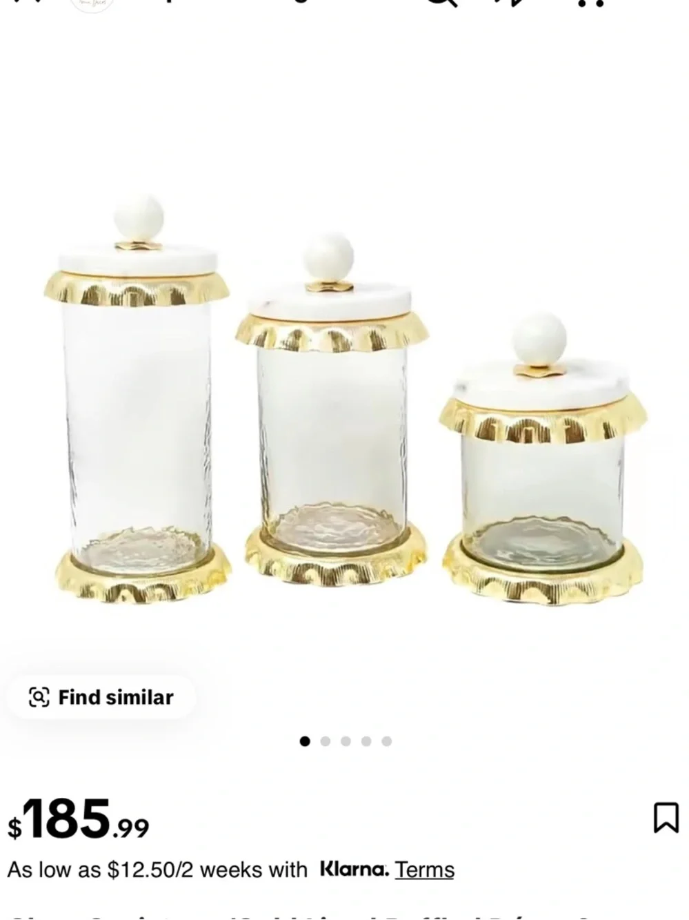 Inspire Me! Home Decor / Classic Touch Marble and Gold Ruffled Canisters Set